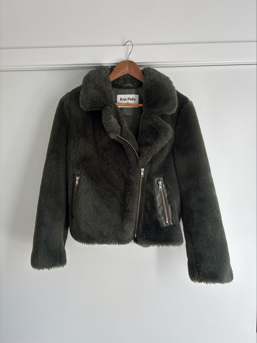 Ena Pelly Faux Fur Green Jacket