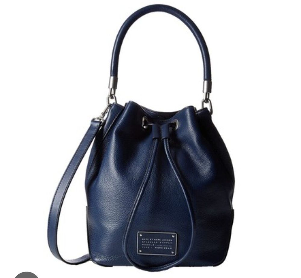 Marc Jacobs Navy Blue Leather Bucket Bag