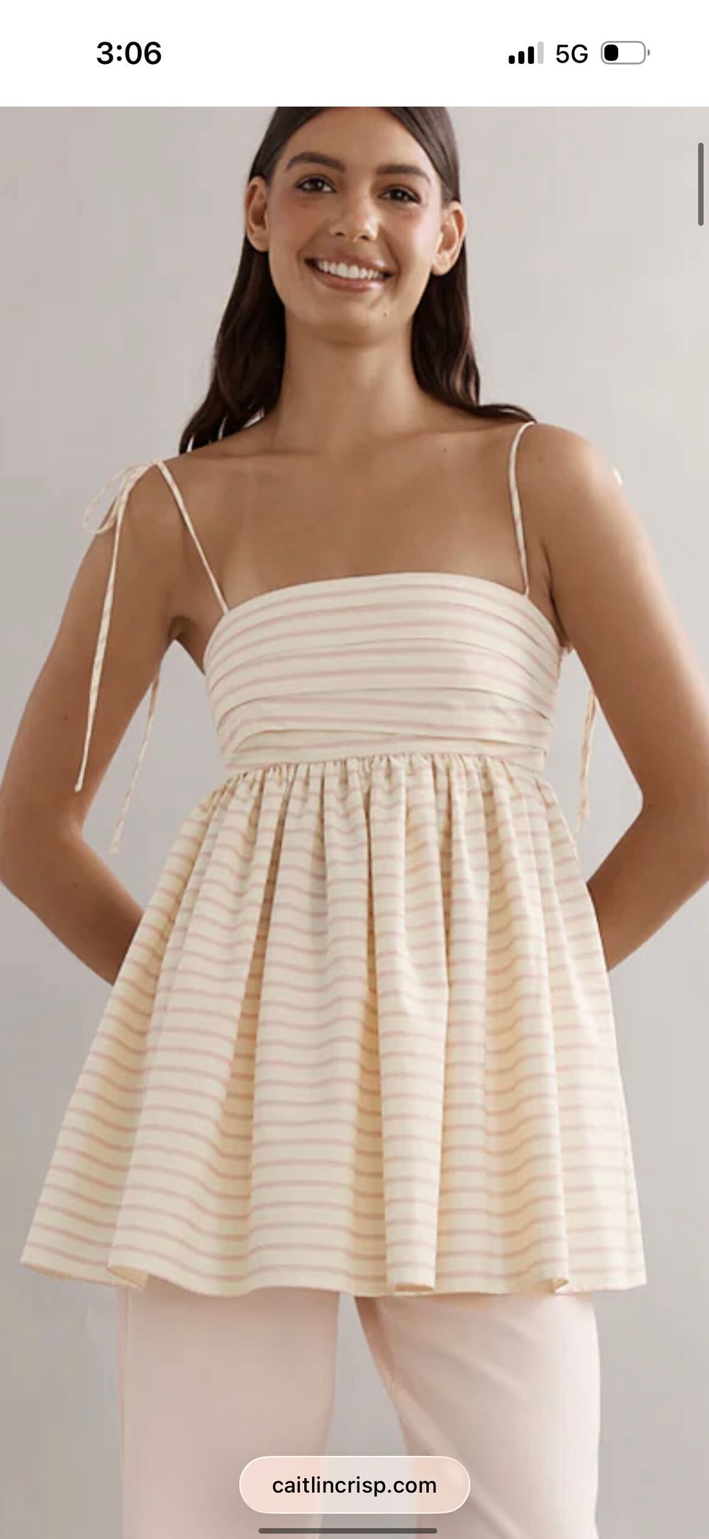 Caitlin Crisp Cream Pink Striped Bonnie Bodice