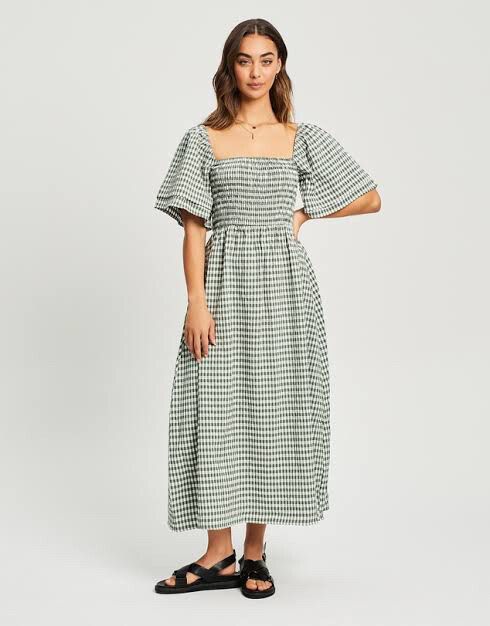 The Fated - Green Gingham Midi Dress on Designer Wardrobe The Fated - Green Gingham Midi Dress on Designer Wardrobe