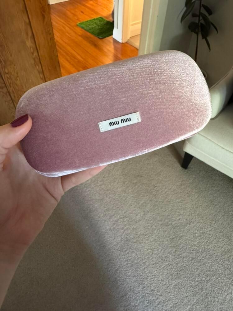 Miu Miu - Miu Miu Pink Velvet SUNGLASS CASE ONLY on Designer  display picture 2