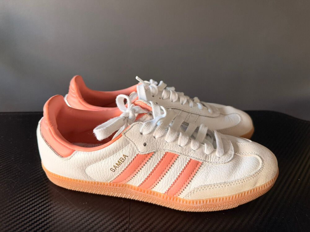 Adidas White Coral Pink Samba Sneakers Size 7.5