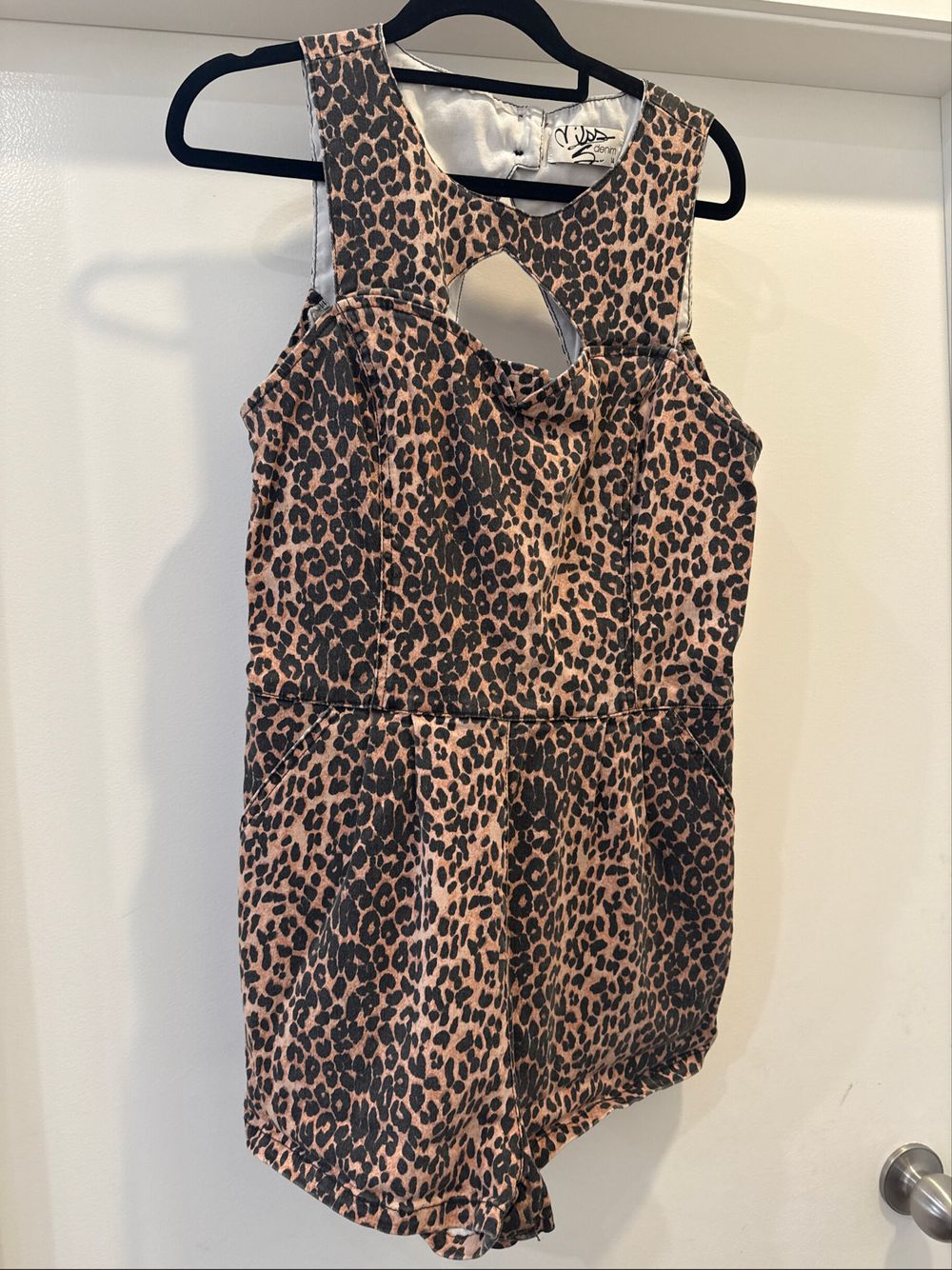 Rise Denim Leopard Playsuit