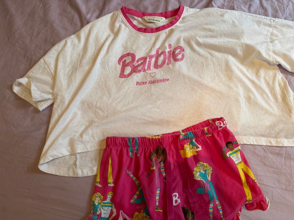 Peter Alexander Barbie White And Pink Pyjama Set