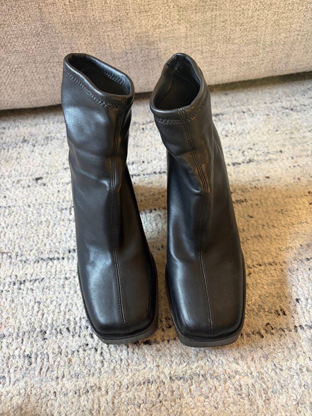Zara Black Square Toe Ankle Boots