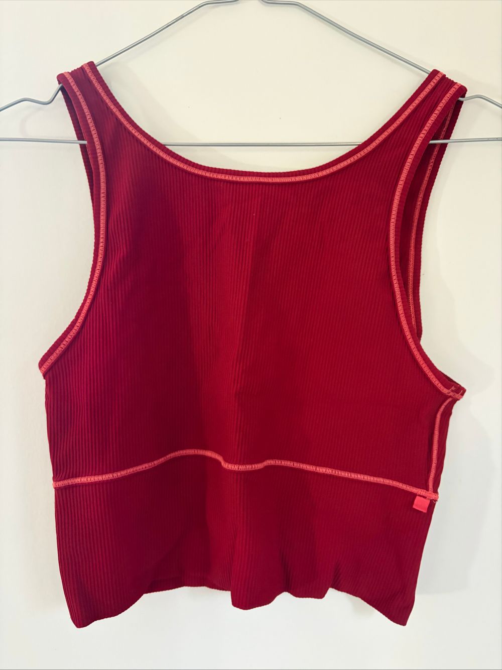 Red Ribbed Crop Top
