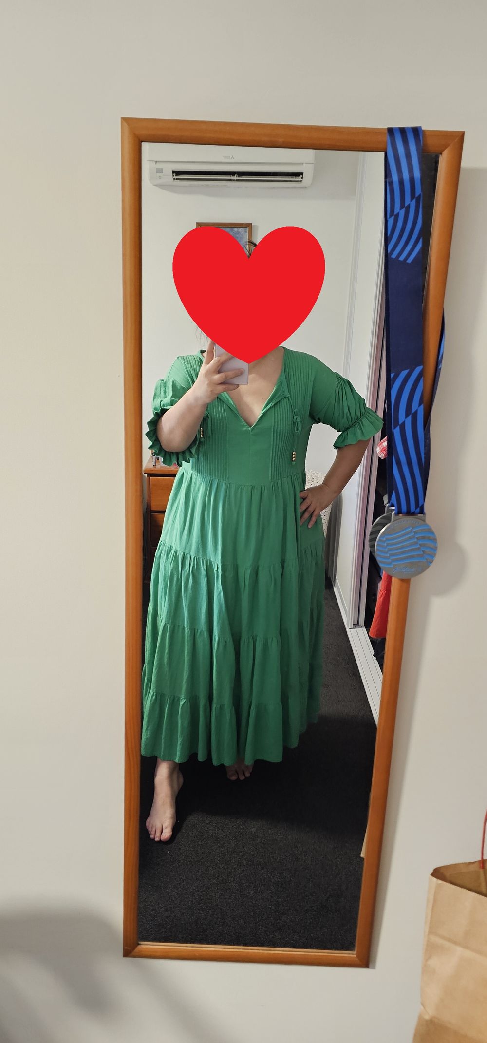 Green Linen Blend Maxi Dress S/M