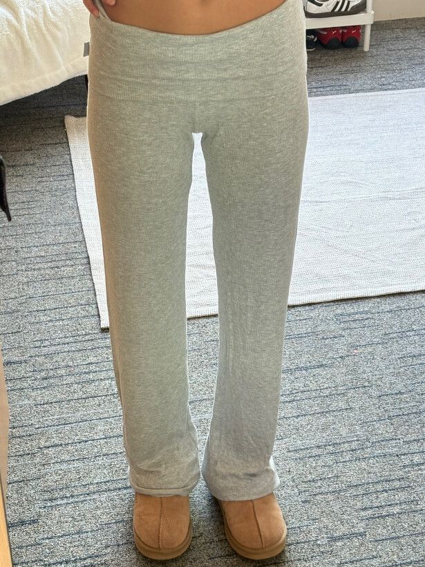 Cotton On Body Grey Ribbed Flare Pants