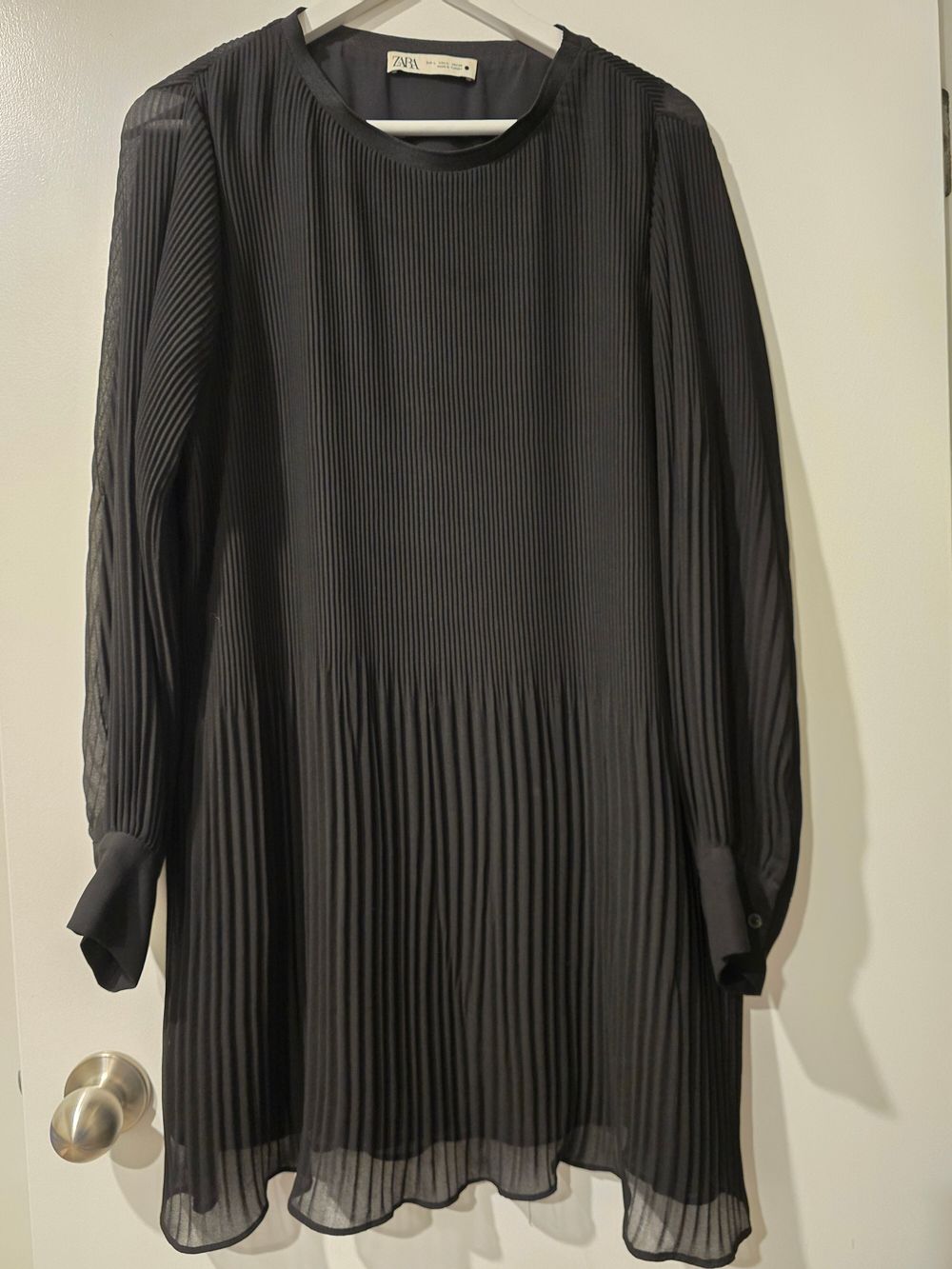 zara black long sleeve mini dress Zara Dress: Black Mini Dress for Date Night main image 0