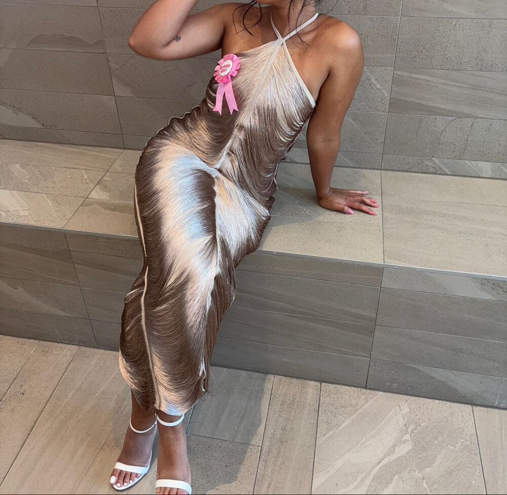 Rare London - Gold Fringe Maxi Dress on Designer Wardrobe