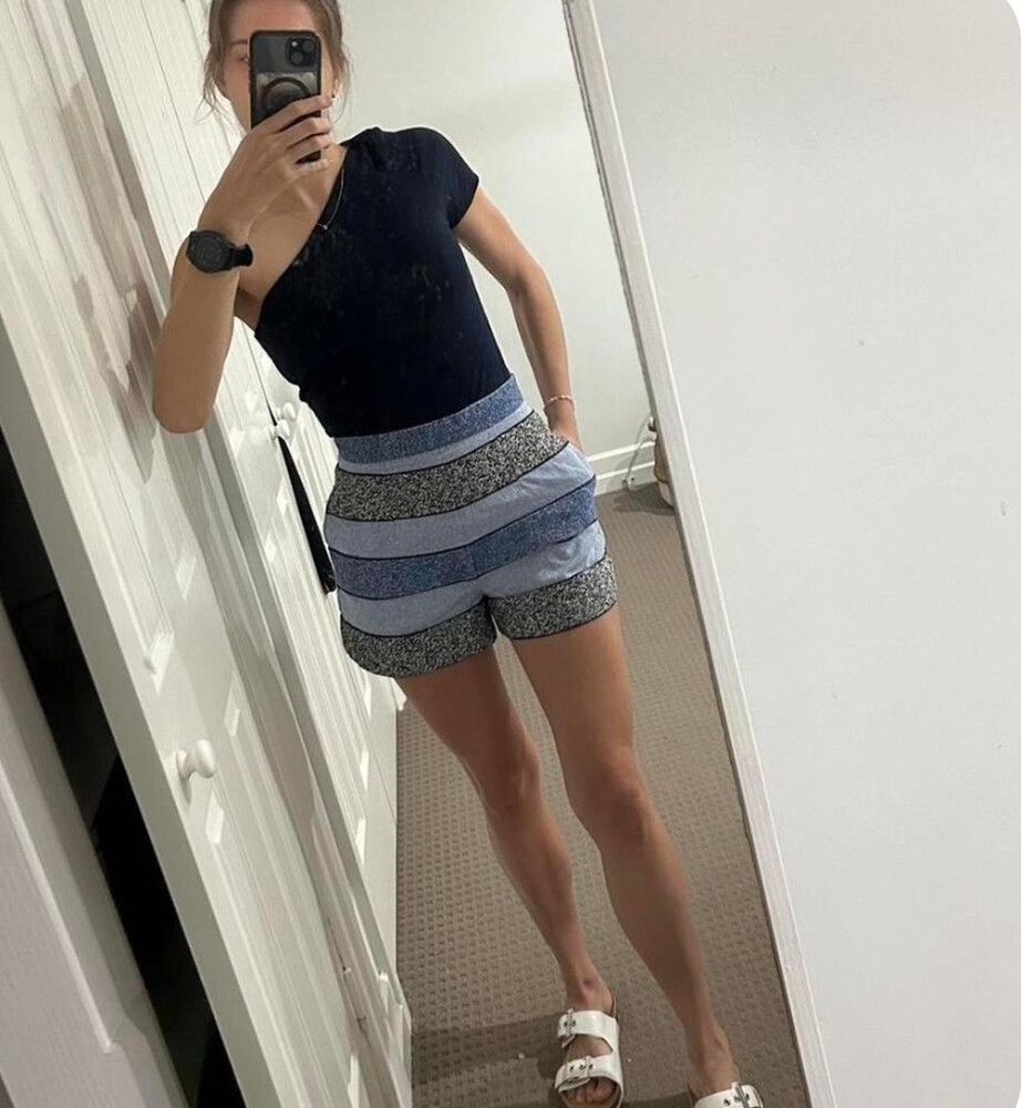 Kookai blue stripe shorts