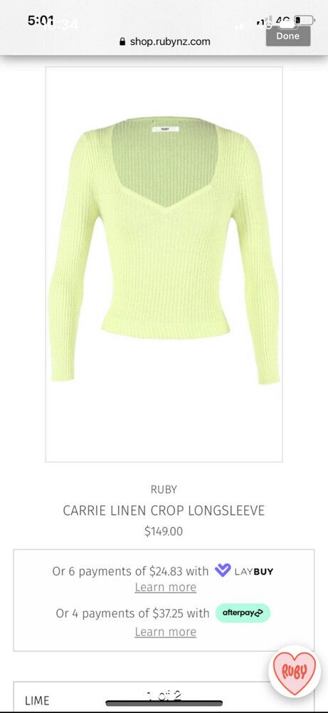 Carrie Linen Crop Longsleeve (Lime)