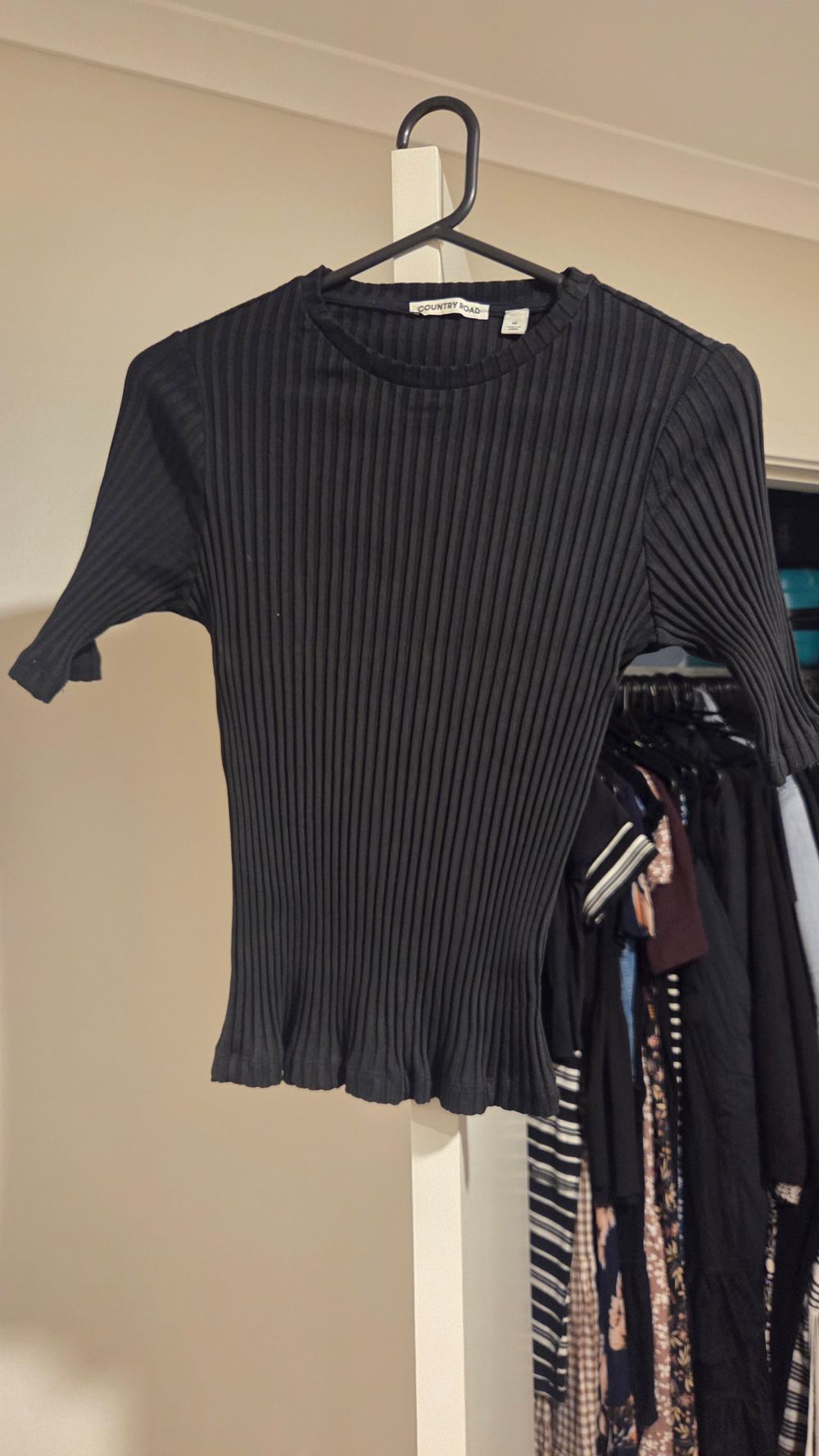 Country Road Black Ribbed Top