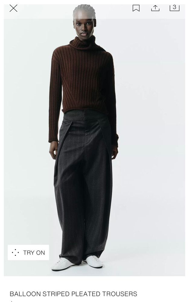 Zara Striped Pleated Trousers