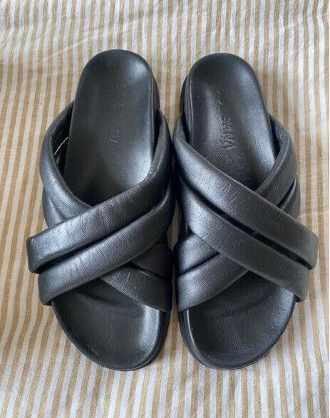 Sol Sana Black Coast Slides - Size 40 - RRP $185