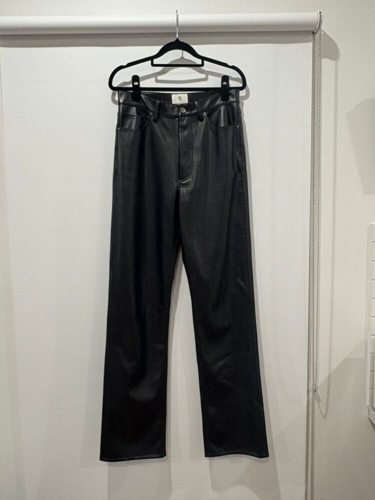 Anine Bing “Kat” Vegan Leather High-Waist Full Length Trousers