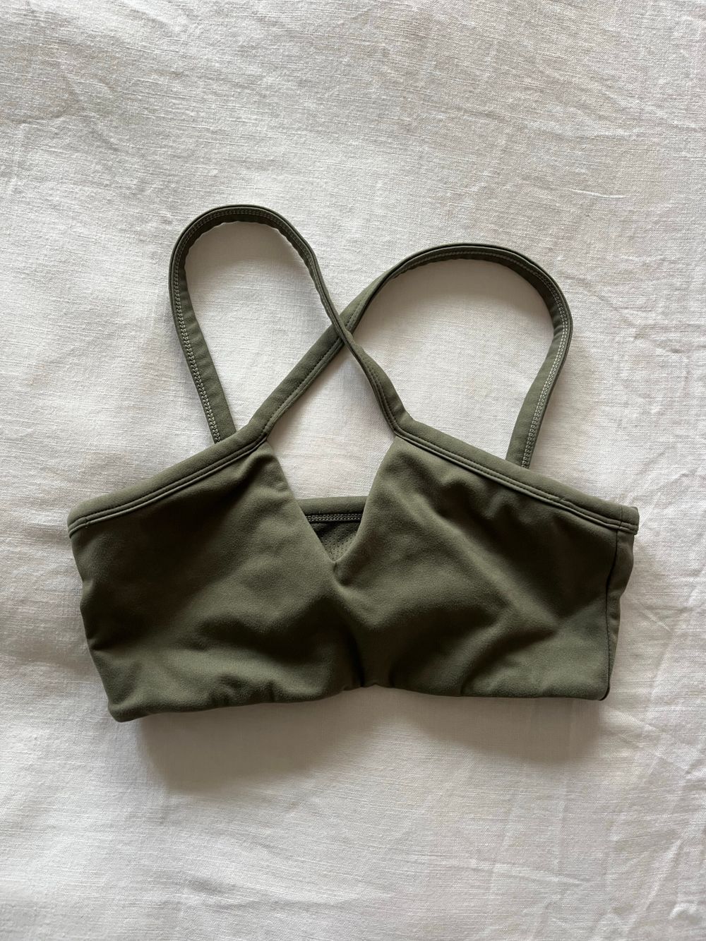 Crop Shop Boutique CSB Khaki Cross-Back Sports Bra