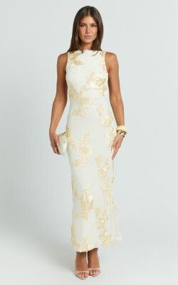 Freya Maxi Dress - Boat Neck Backless Dress in Yellow