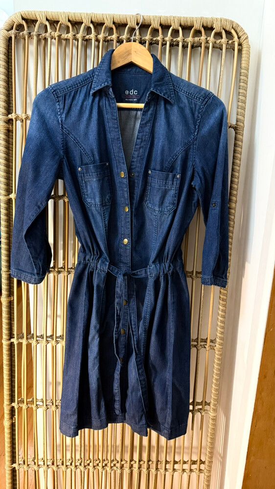 EDC by Esprit Indigo Denim Shirt Dress – Size 34 NZ 6