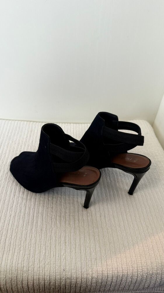 Midnight Navy Suede Slingback Peep-Toe Heels (Next) — EU 38 / UK 5