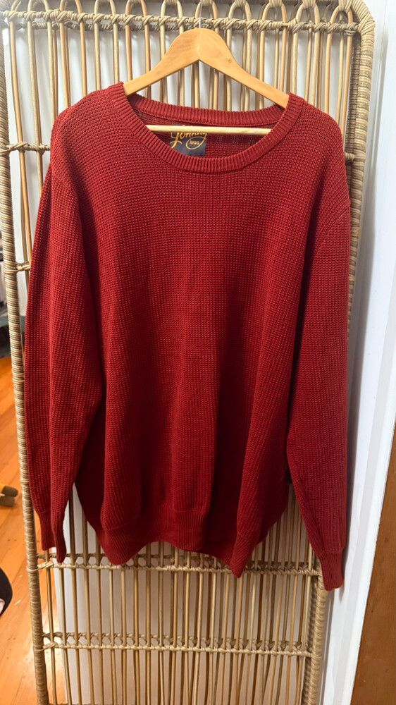 New Johnny Bigg Rust Waffle-Knit Crew Sweater – 2XL – 100% Cotton