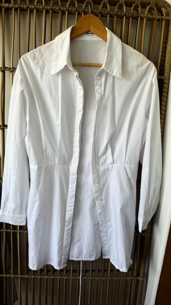 New Showpo Crisp White Corset-Back Shirt Dress – Size AU 8 / NZ 8