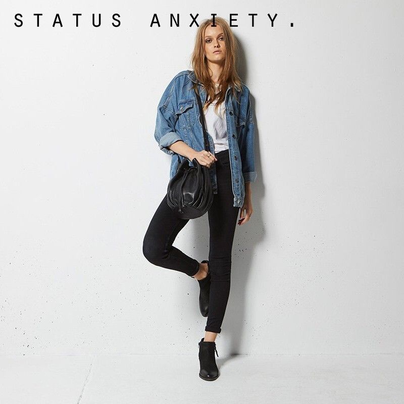Status Anxiety Black Leather Distant Lover Bucket Bag