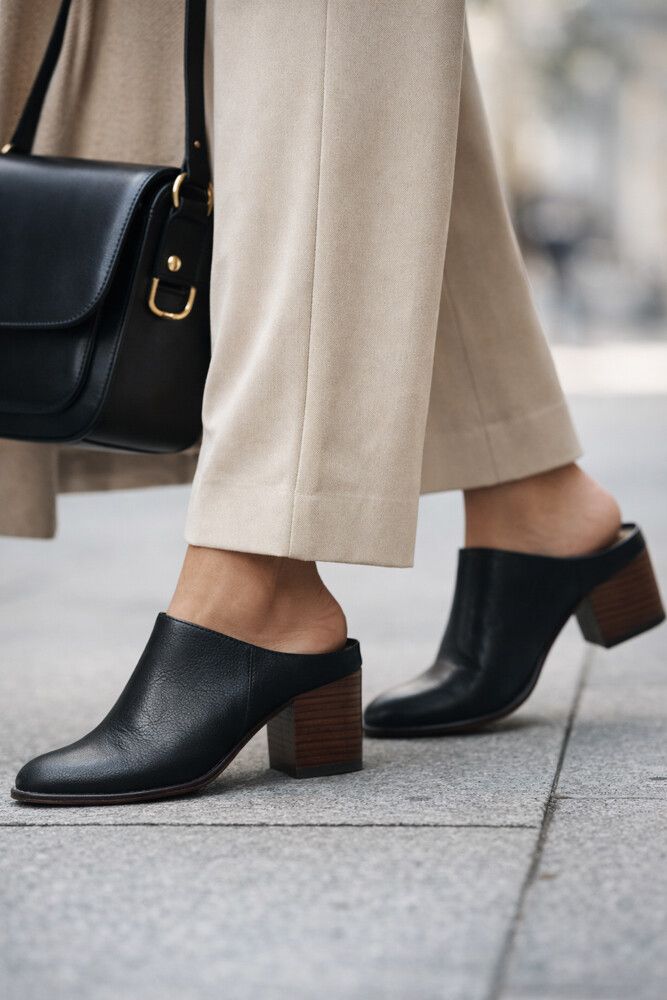 Brand New Clarks Black Leather Mule Heels – Size 6