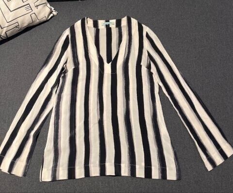 Kate Sylvester 100% Silk Striped Shirt
