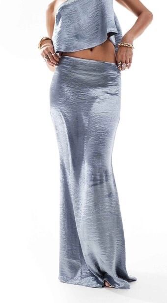 Grey Satin Maxi Skirt