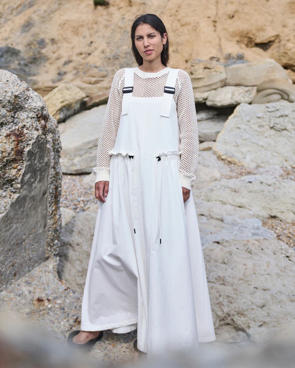 Girls of Dust - Sun Dress Light Cotton Drill Milk on Designer Wardrobe