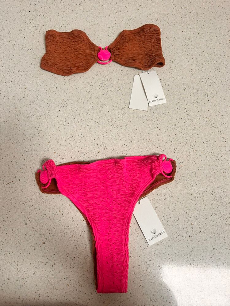 Cleonie Swim Brown and Pink Bikini
