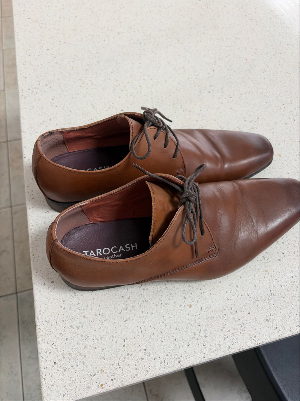 Tarocash Men's Brown Leather Dress Shoes
