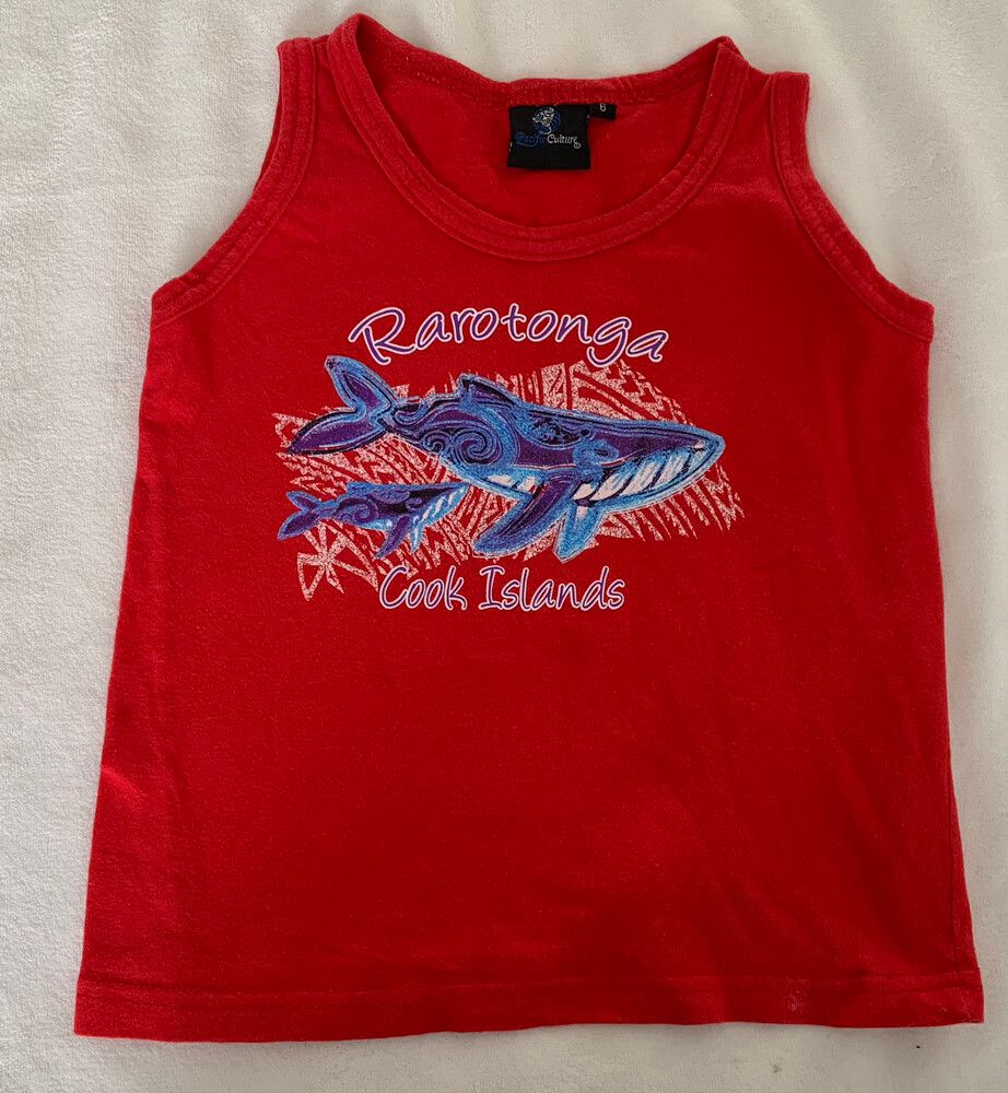 Pacific culture Red Rarotonga Cook Island Singlet Size 6