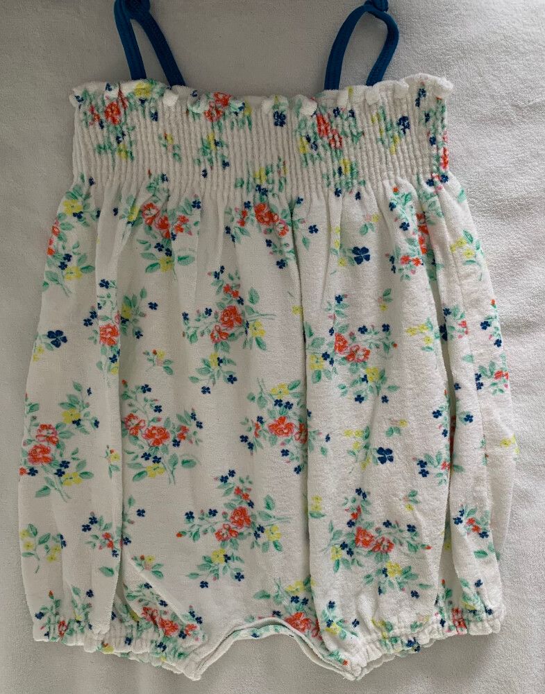 Romper Suit Shirred Floral Cotton Size 1