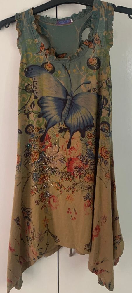 MISS GIRL butterfly sleeveless dress Kids Size M/ 32” chest
