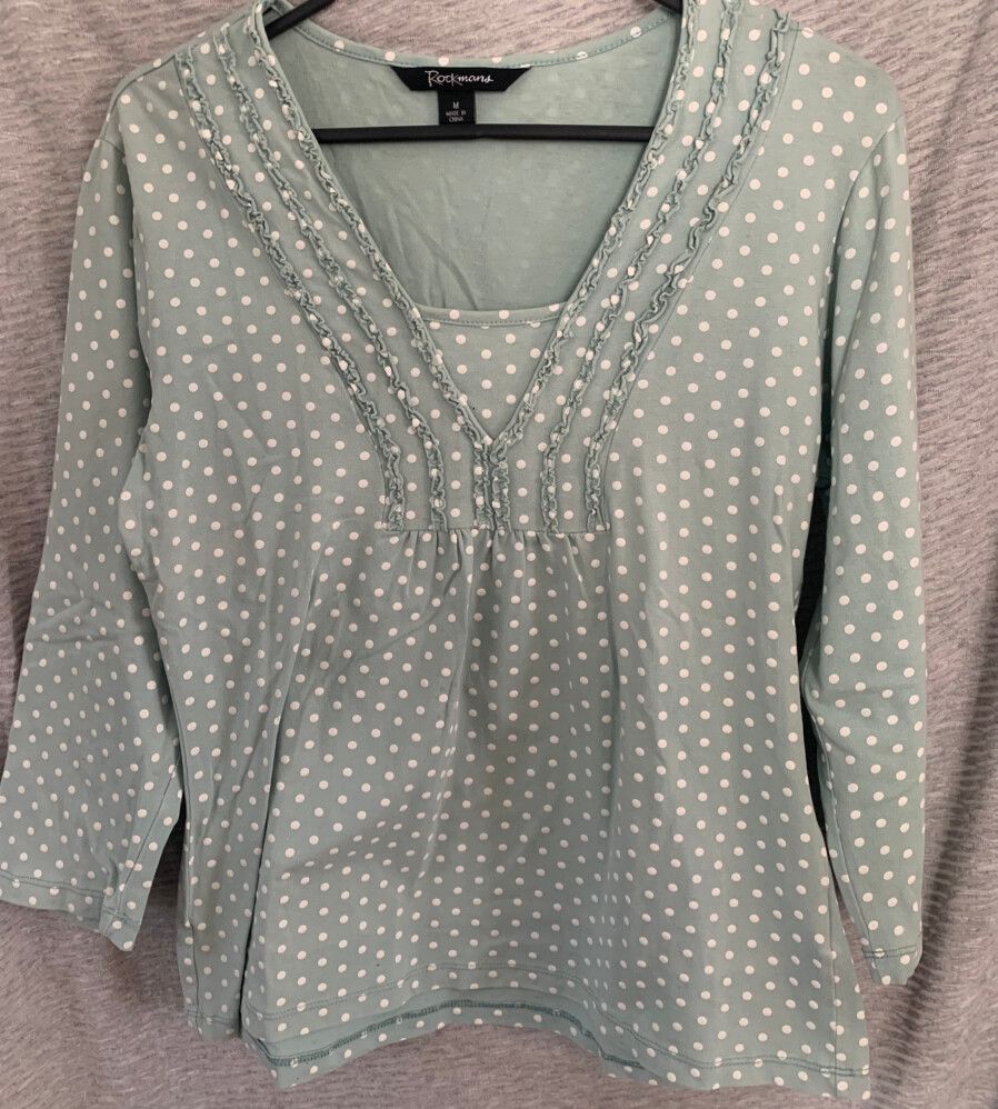 Rockmans Green Polka Dot Top