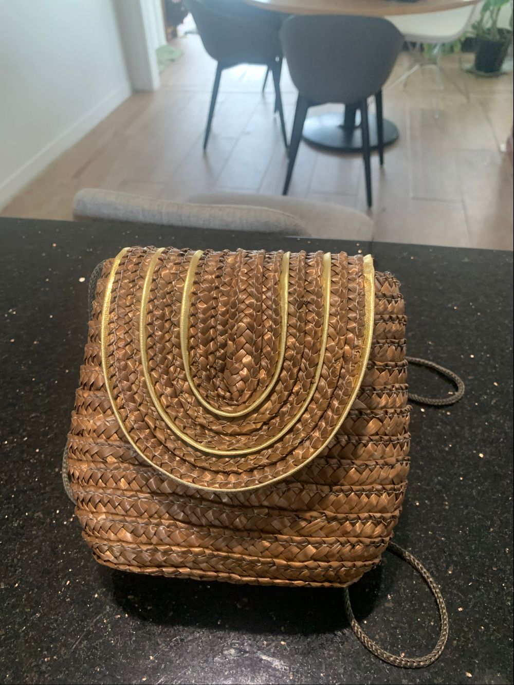 Rise Gold Woven Crossbody Bag w magnetic clasp