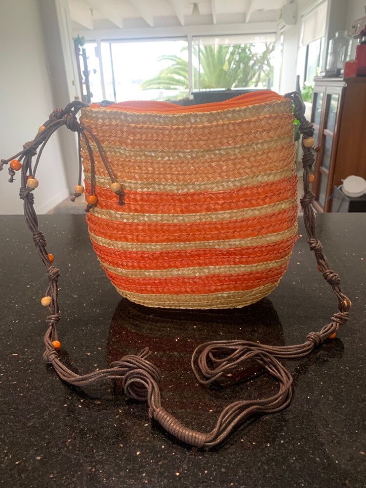 CRUISE CLUB Rattan orange crossbody bag