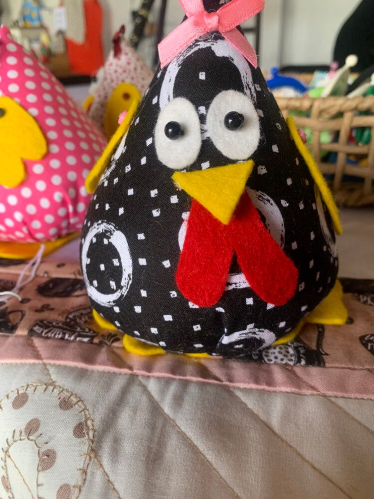 Hand crafted Sand Chicken  Black Door Stop