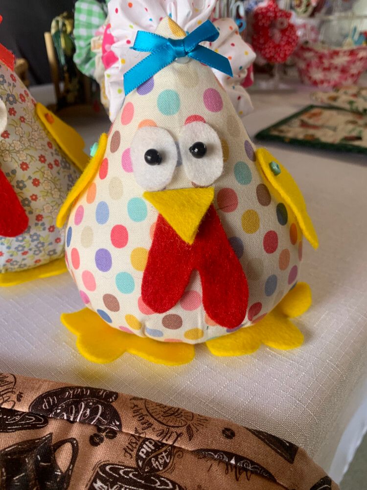 Super Cute Hand crafted Sand Chicken Polka Dot  Door Stop