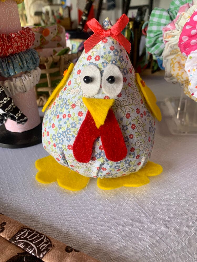 Hand crafted cute Sand Chicken  Pink Spot  Door Stop