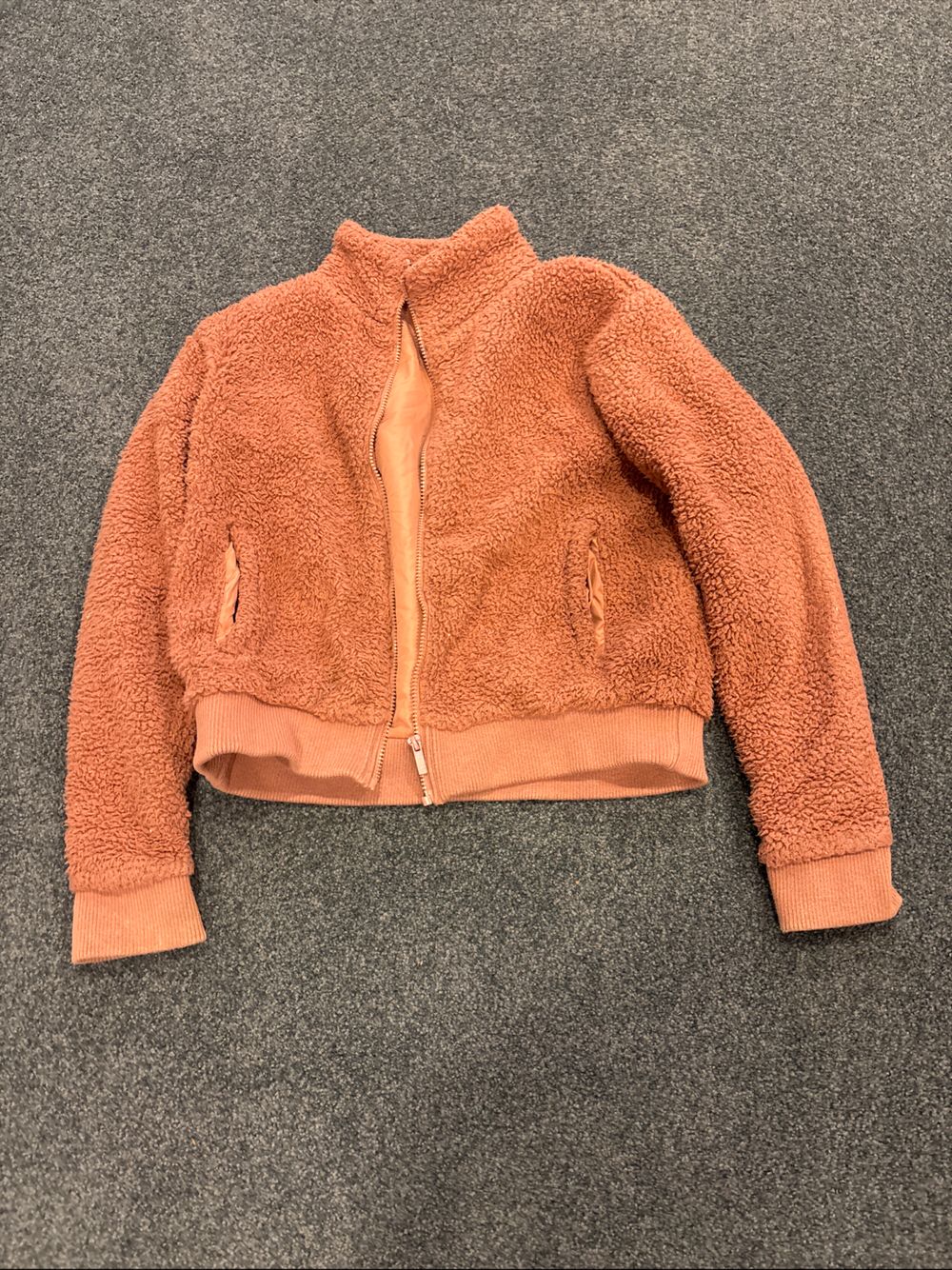 Free People x Cotton On Brown/Orange Sherpa Jacket