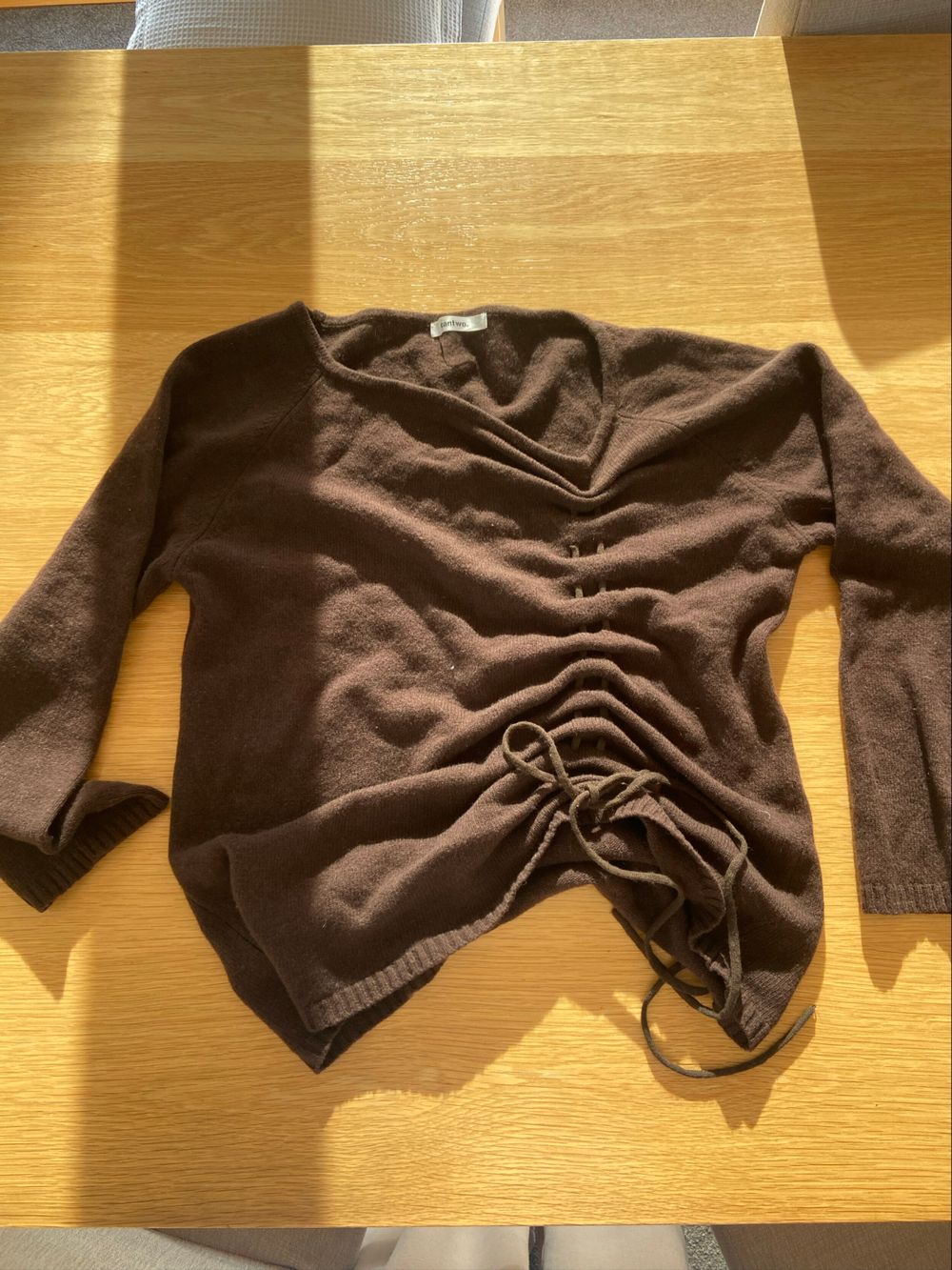 Cantwo Brown Wool Lace-Up Jumper