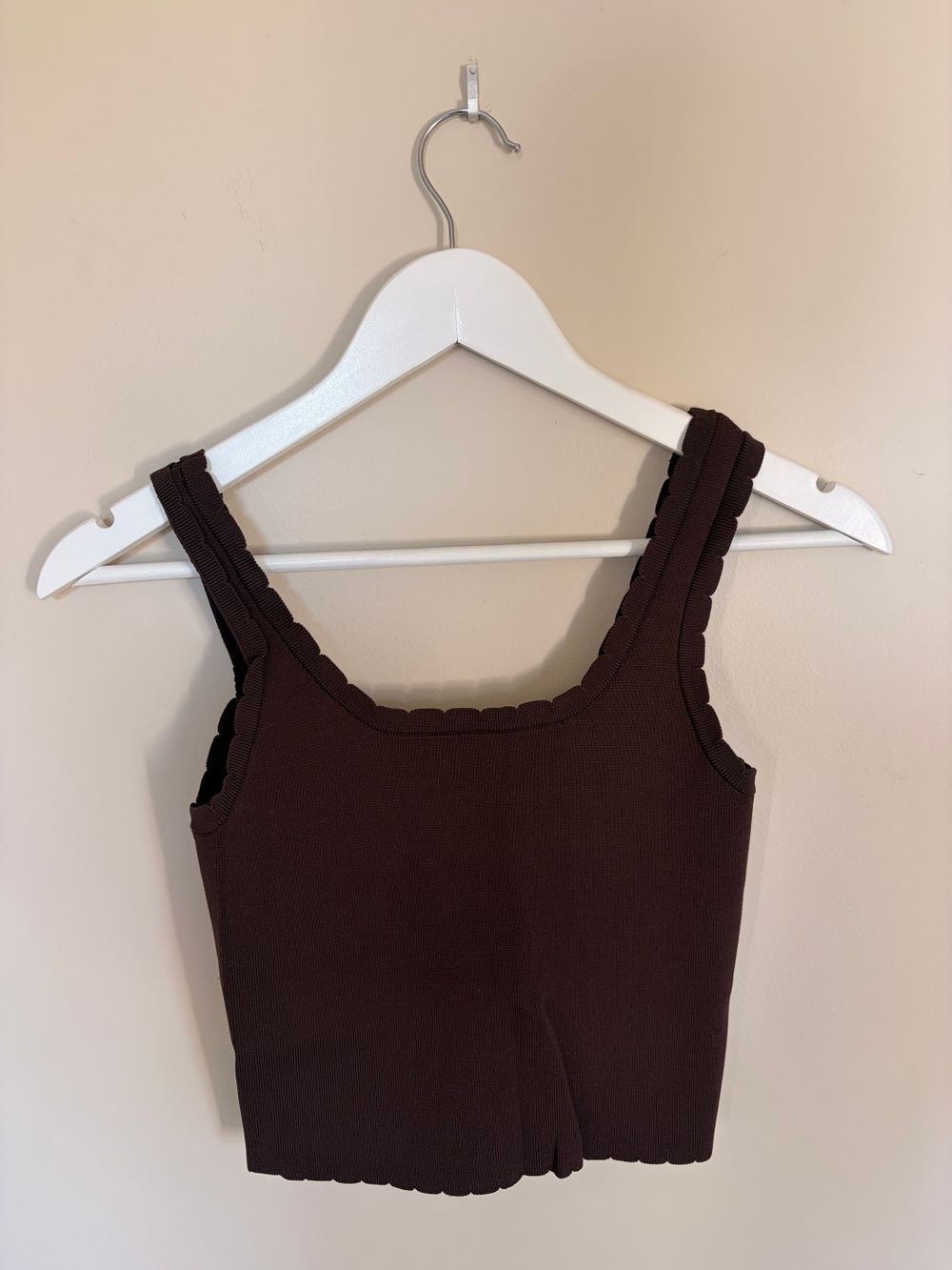 Ruby Crop Scalloped Brown Singlet