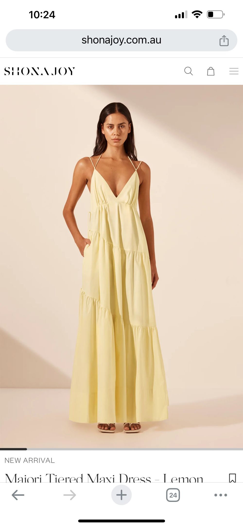Shona Joy - Maiori Tiered Maxi Dress - Lemon on Designer Wardrobe