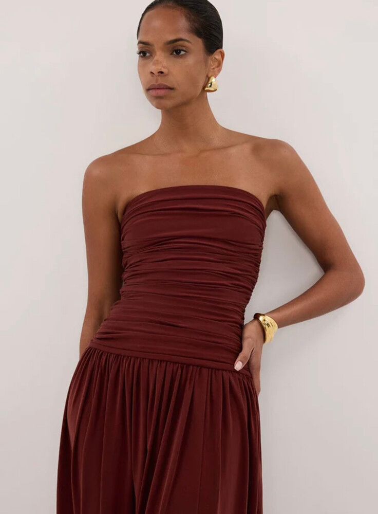 brown dress women short Aspiga Ladies Sustainable Stema Mini Cotton Corduroy Mini Dress Chocolate  Brown main image 0