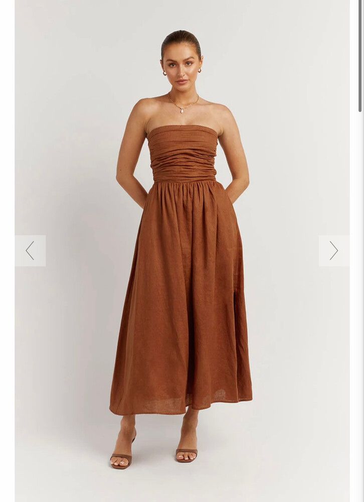 DISSH - Lexi Spice Linen Midi Dress on Designer Wardrobe DISSH - Lexi Spice Linen Midi Dress on Designer Wardrobe