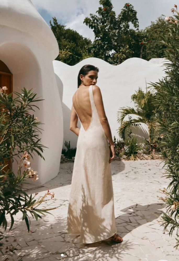 vrg grl - ART OF BLOOM LINEN BIAS CUT MAXI DRESS CREAM on Designer Wardrobe