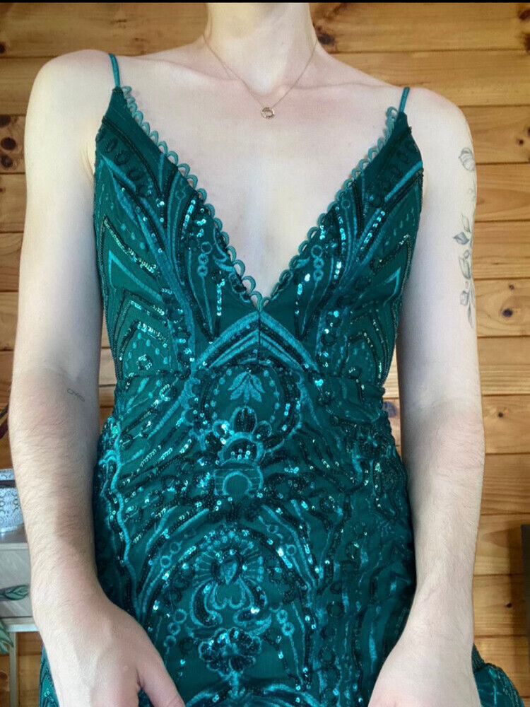 green emerald velvet dress Bella Lace-Up Sequin Satin Mini Dress main image 1